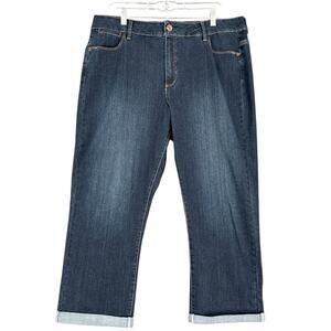 Santana Jeans Dark Blue Rolled Cuff 5 Pocket Design Denim Classic Jeans Size 16